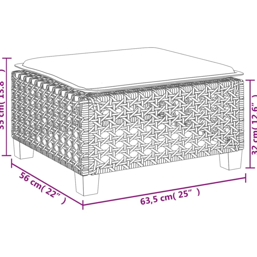 vidaXL Tuinkruk met kussen 63,5x56x32 cm poly rattan beige