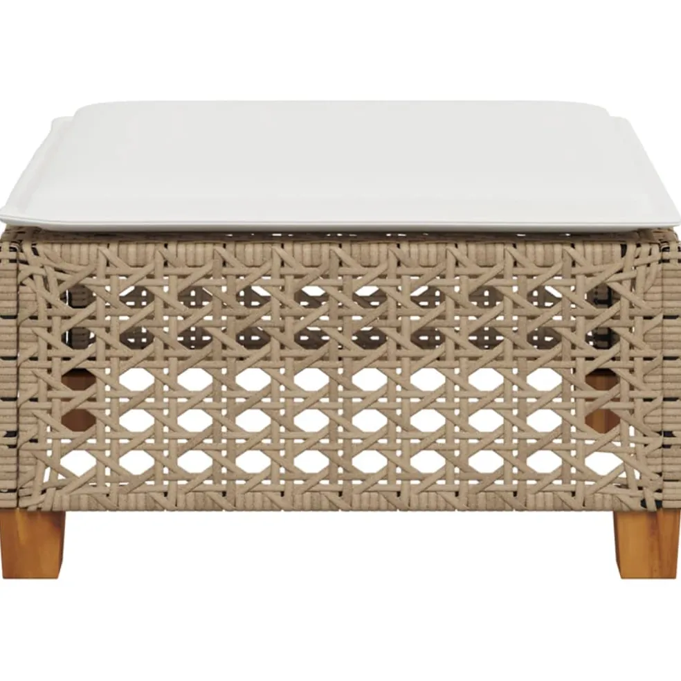 vidaXL Tuinkruk met kussen 63,5x56x32 cm poly rattan beige