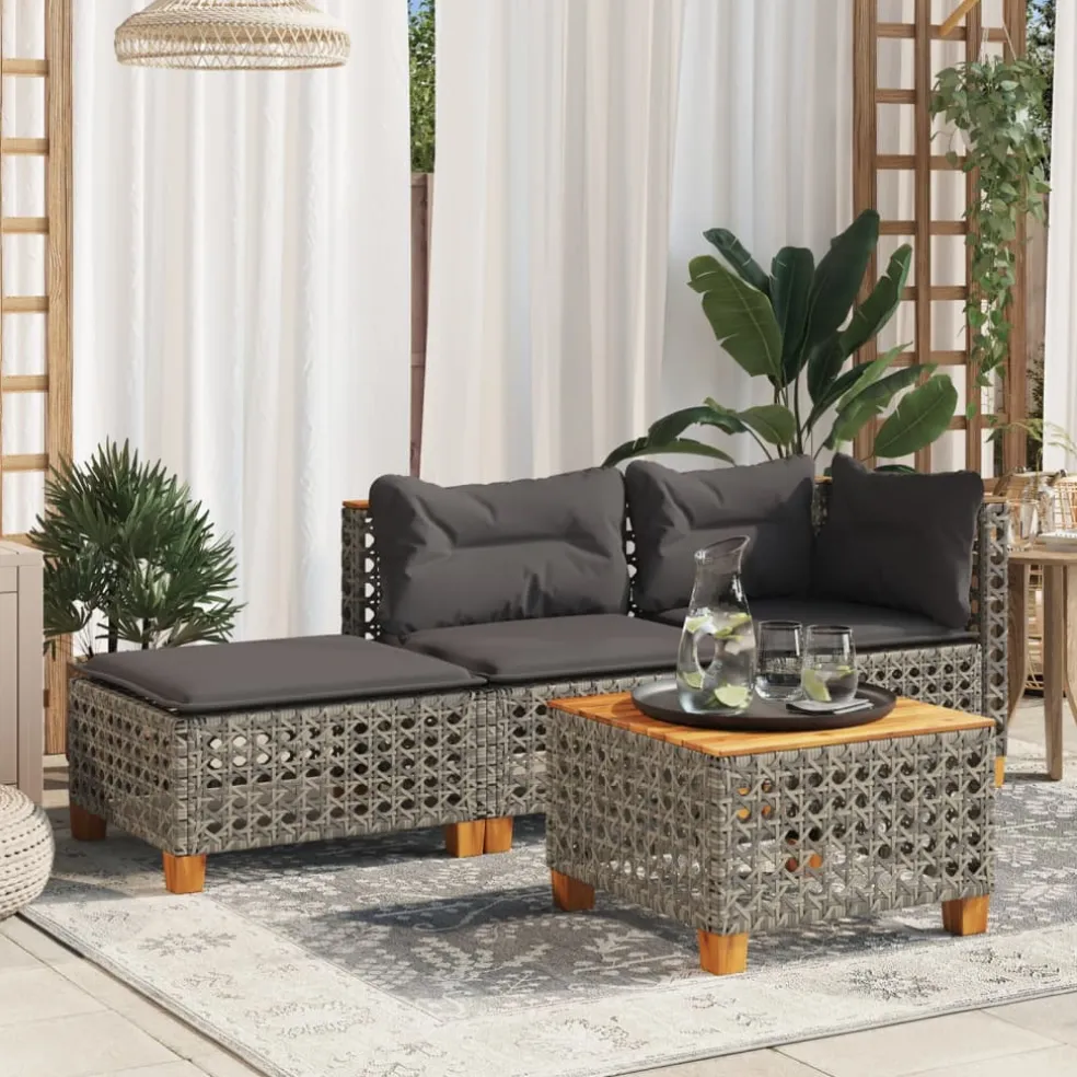 vidaXL Tuinkruk met kussen 63,5x56x32 cm poly rattan zwart