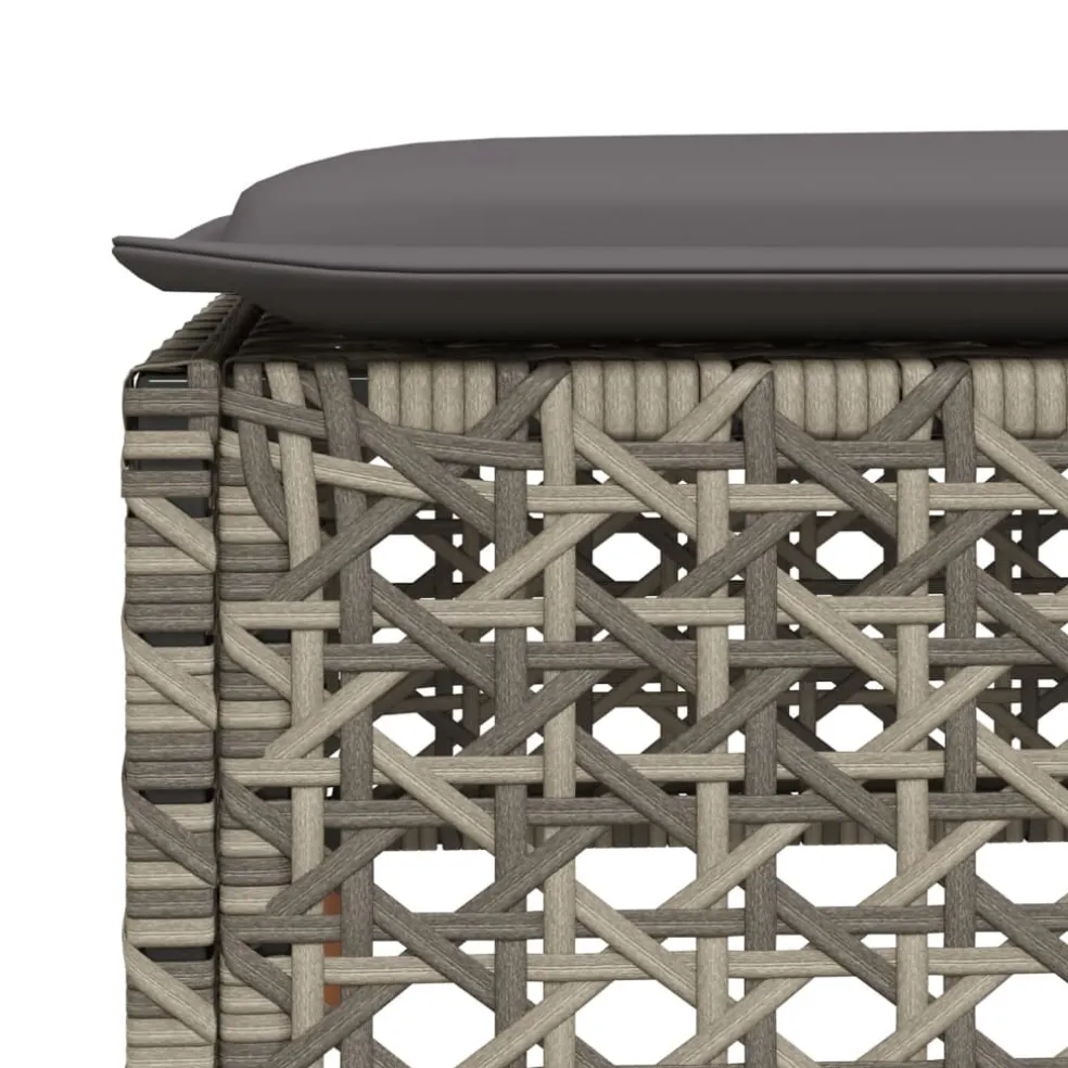 vidaXL Tuinkruk met kussen 63,5x56x32 cm poly rattan zwart