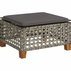 vidaXL Tuinkruk met kussen 63,5x56x32 cm poly rattan zwart
