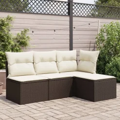 vidaXL Tuinkruk met kussen 55x55x37 cm poly rattan bruin