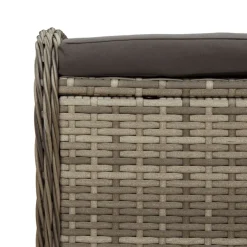 vidaXL Tuinkruk met kussen 58x46x46 cm poly rattan grijs