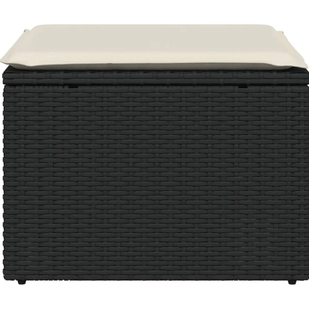 vidaXL Tuinkruk met kussen 55x55x37 cm poly rattan zwart