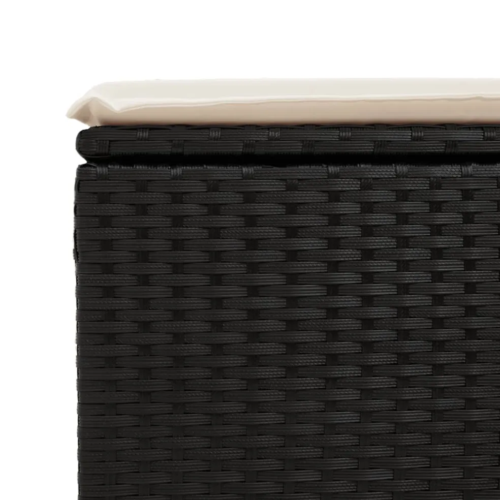 vidaXL Tuinkruk met kussen 55x55x37 cm poly rattan zwart