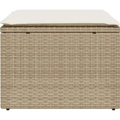 vidaXL Tuinkruk met kussen 55x55x37 cm poly rattan beige