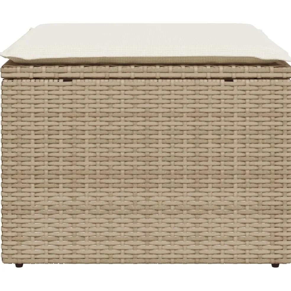 vidaXL Tuinkruk met kussen 55x55x37 cm poly rattan beige