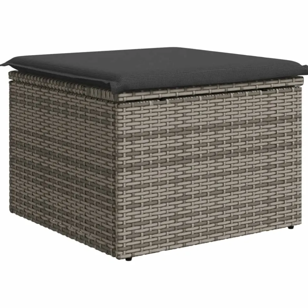 vidaXL Tuinkruk met kussen 55x55x37 cm poly rattan grijs
