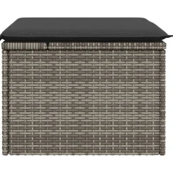 vidaXL Tuinkruk met kussen 55x55x37 cm poly rattan grijs