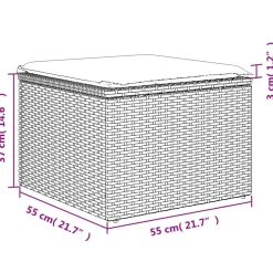 vidaXL Tuinkruk met kussen 55x55x37 cm poly rattan grijs