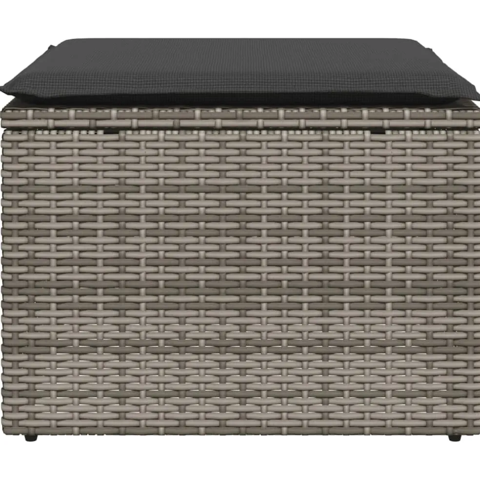 vidaXL Tuinkruk met kussen 55x55x37 cm poly rattan grijs