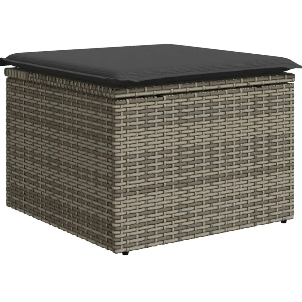 vidaXL Tuinkruk met kussen 55x55x37 cm poly rattan grijs