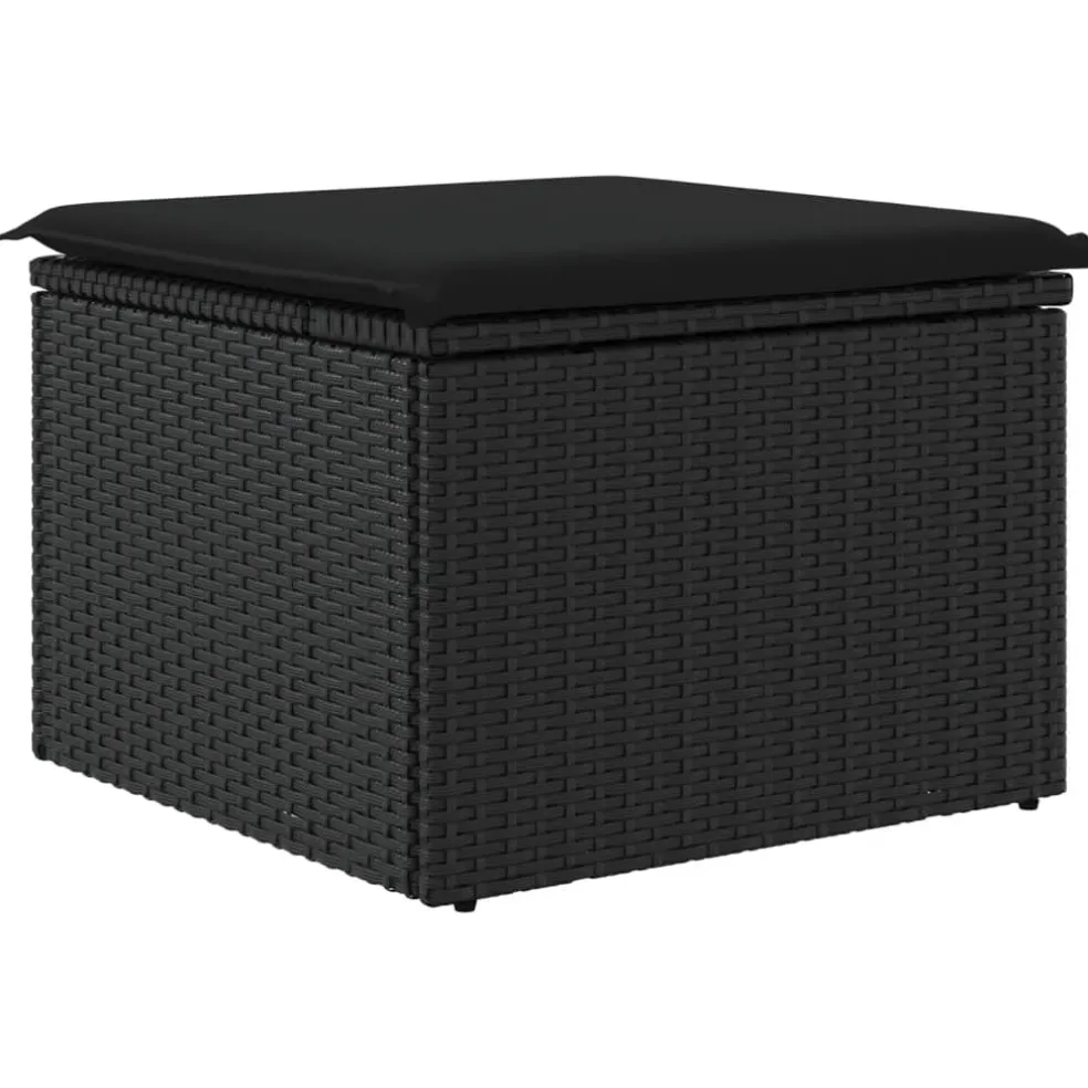 vidaXL Tuinkruk met kussen 55x55x37 cm poly rattan zwart