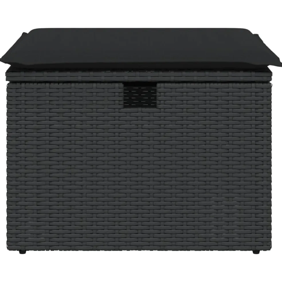 vidaXL Tuinkruk met kussen 55x55x37 cm poly rattan zwart
