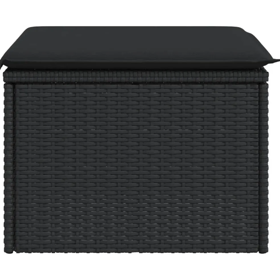 vidaXL Tuinkruk met kussen 55x55x37 cm poly rattan zwart