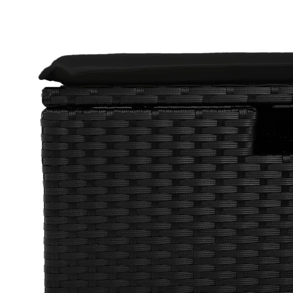 vidaXL Tuinkruk met kussen 55x55x37 cm poly rattan zwart