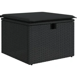 vidaXL Tuinkruk met kussen 55x55x37 cm poly rattan zwart