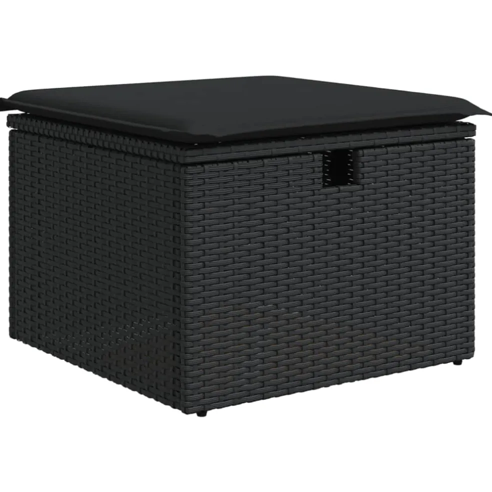 vidaXL Tuinkruk met kussen 55x55x37 cm poly rattan zwart