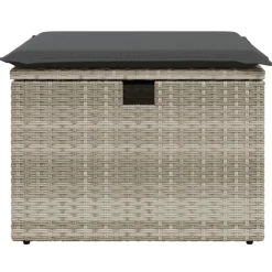 vidaXL Tuinkruk met kussen 55x55x37 cm poly rattan lichtgrijs