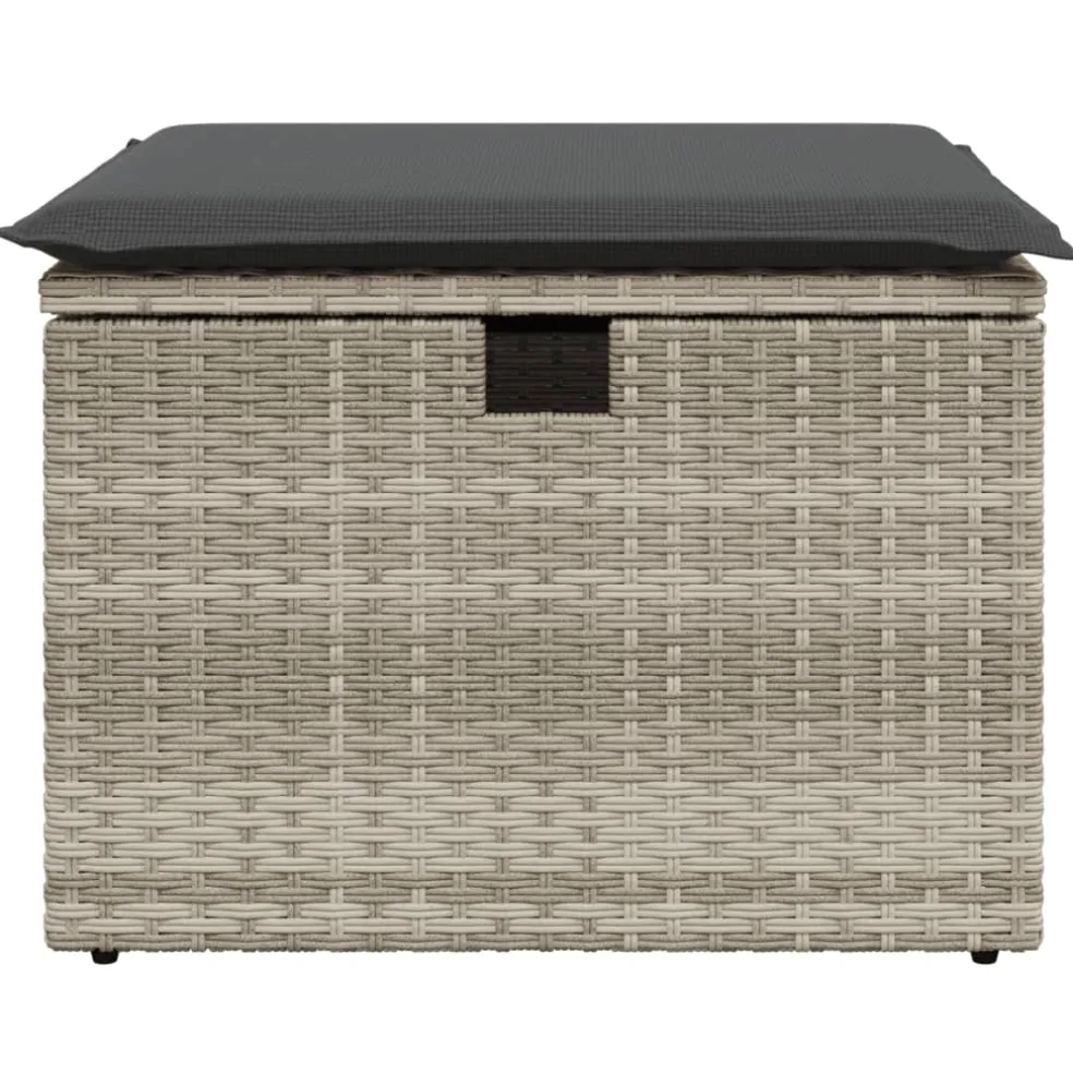 vidaXL Tuinkruk met kussen 55x55x37 cm poly rattan lichtgrijs