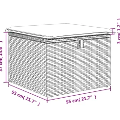 vidaXL Tuinkruk met kussen 55x55x37 cm poly rattan lichtgrijs