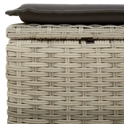 vidaXL Tuinkruk met kussen 55x55x37 cm poly rattan lichtgrijs