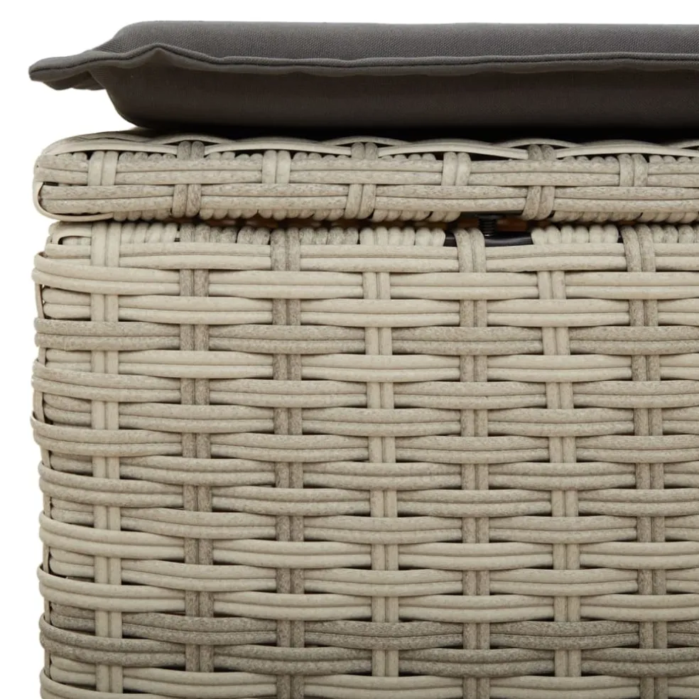 vidaXL Tuinkruk met kussen 55x55x37 cm poly rattan lichtgrijs