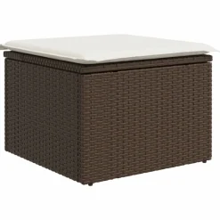 vidaXL Tuinkruk met kussen 55x55x37 cm poly rattan bruin