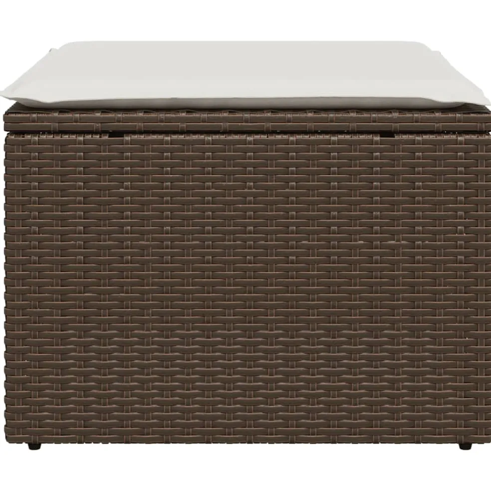 vidaXL Tuinkruk met kussen 55x55x37 cm poly rattan bruin