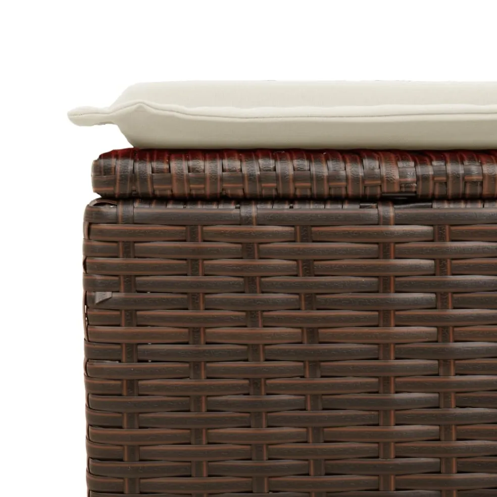 vidaXL Tuinkruk met kussen 55x55x37 cm poly rattan bruin