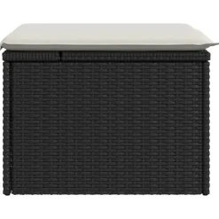 vidaXL Tuinkruk met kussen 55x55x37 cm poly rattan zwart