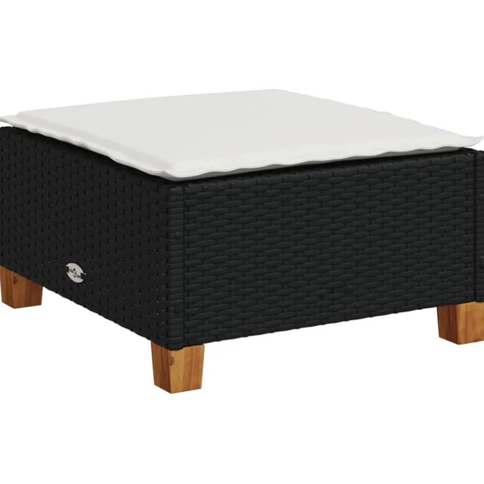 vidaXL Tuinkruk met kussen 63,5x56x32 cm poly rattan zwart