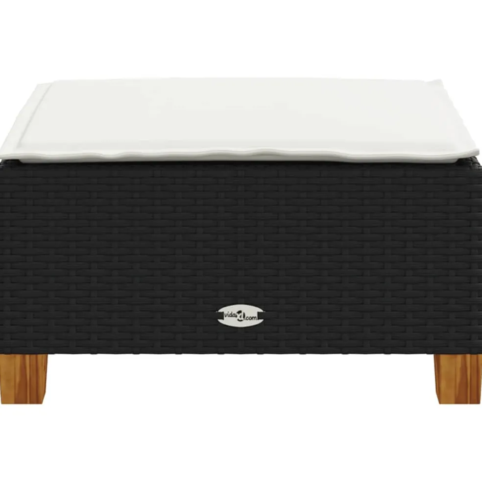 vidaXL Tuinkruk met kussen 63,5x56x32 cm poly rattan zwart