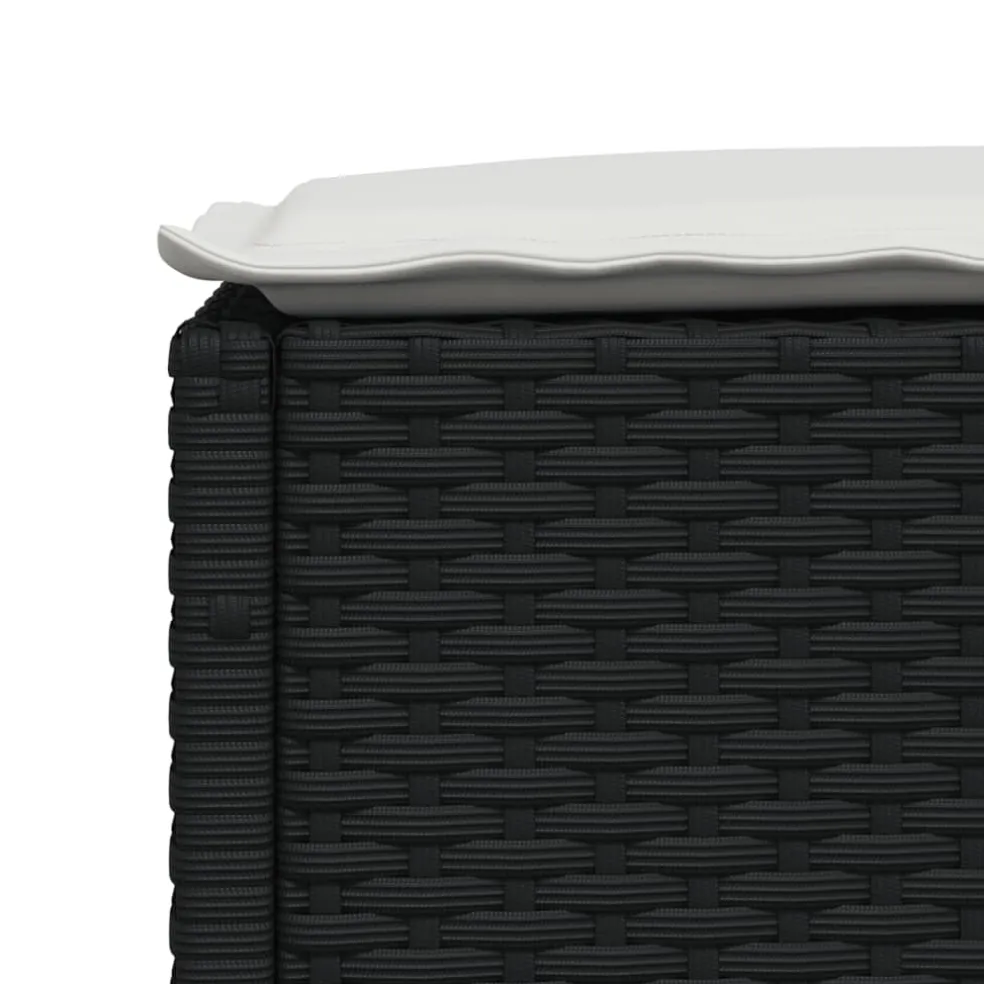 vidaXL Tuinkruk met kussen 63,5x56x32 cm poly rattan zwart