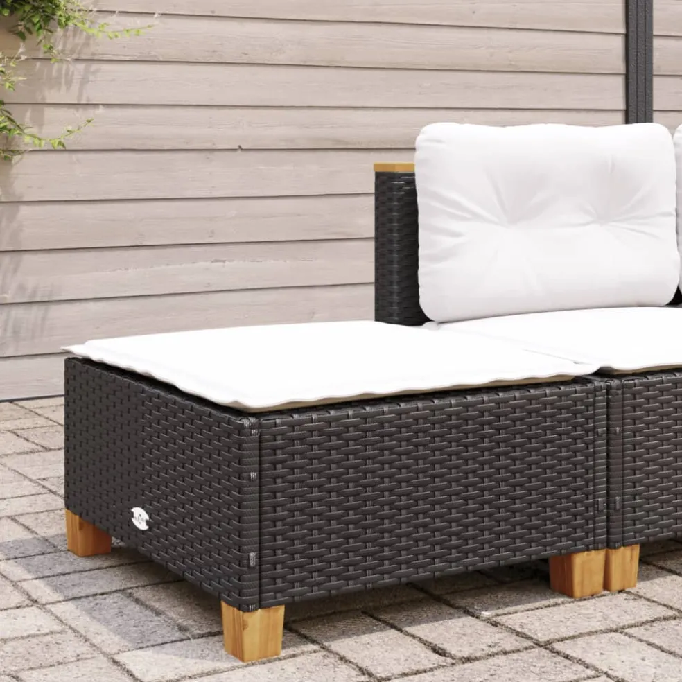 vidaXL Tuinkruk met kussen 63,5x56x32 cm poly rattan zwart