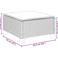 vidaXL Tuinkruk met kussen 63,5x56x32 cm poly rattan zwart