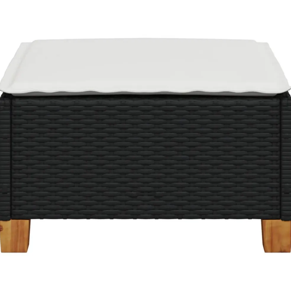 vidaXL Tuinkruk met kussen 63,5x56x32 cm poly rattan zwart