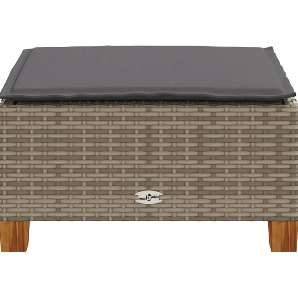 vidaXL Tuinkruk met kussen 63,5x56x32 cm poly rattan grijs