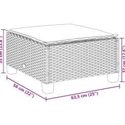 vidaXL Tuinkruk met kussen 63,5x56x32 cm poly rattan grijs