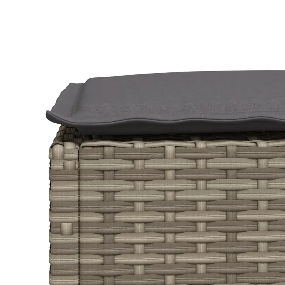 vidaXL Tuinkruk met kussen 63,5x56x32 cm poly rattan grijs