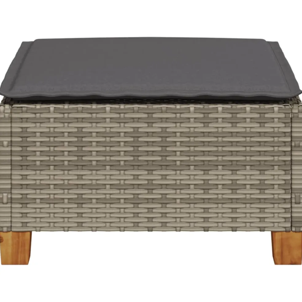 vidaXL Tuinkruk met kussen 63,5x56x32 cm poly rattan grijs