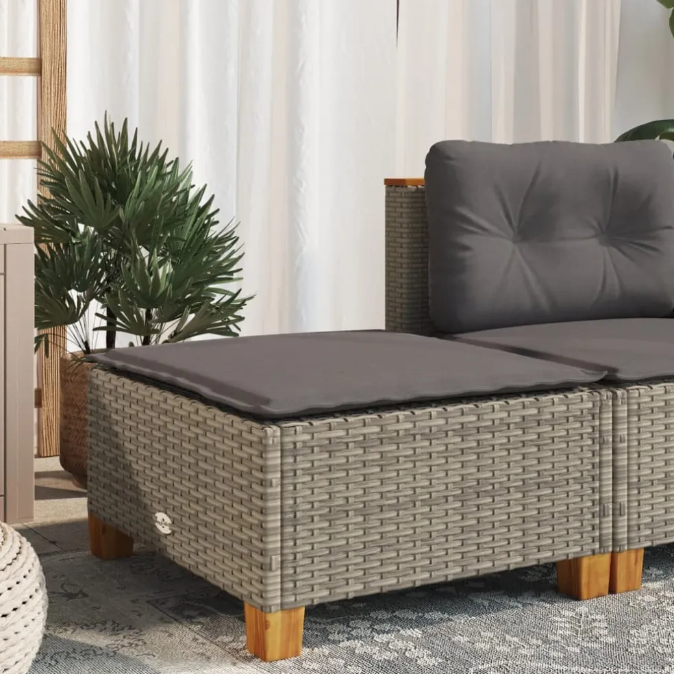 vidaXL Tuinkruk met kussen 63,5x56x32 cm poly rattan grijs