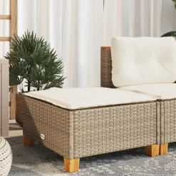 vidaXL Tuinkruk met kussen 63,5x56x32 cm poly rattan beige