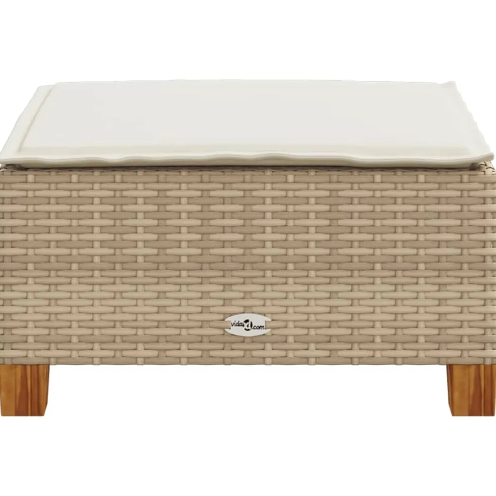 vidaXL Tuinkruk met kussen 63,5x56x32 cm poly rattan beige