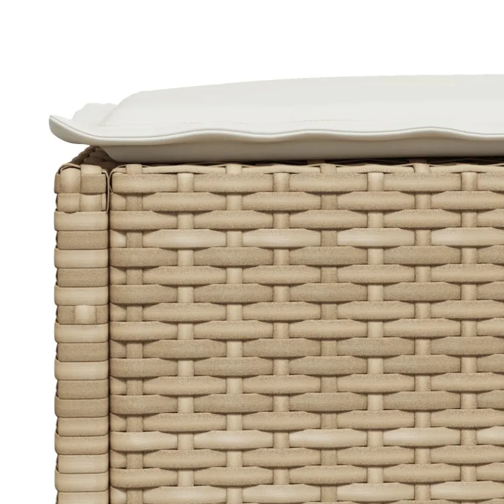 vidaXL Tuinkruk met kussen 63,5x56x32 cm poly rattan beige