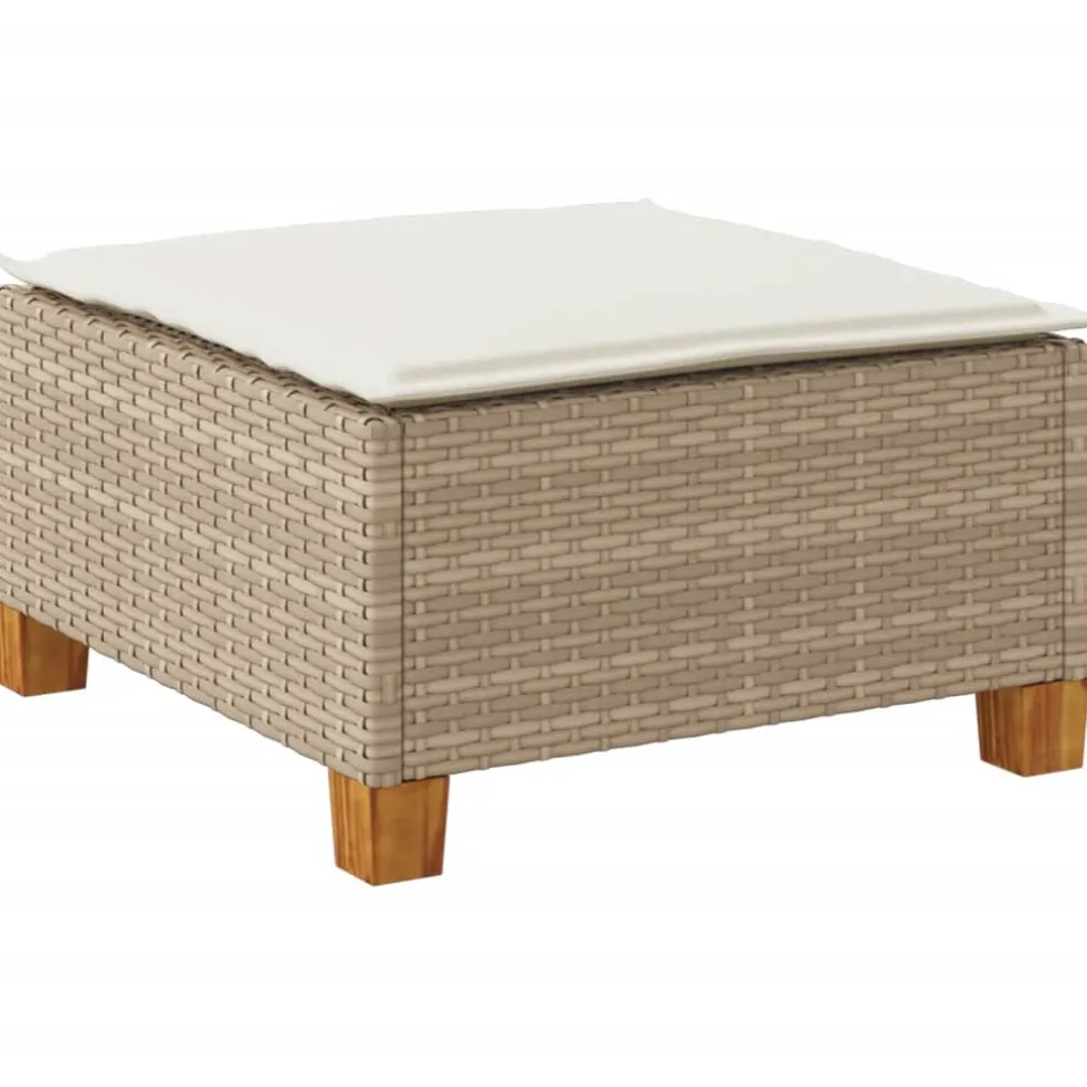 vidaXL Tuinkruk met kussen 63,5x56x32 cm poly rattan beige