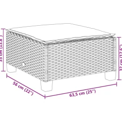 vidaXL Tuinkruk met kussen 63,5x56x32 cm poly rattan beige