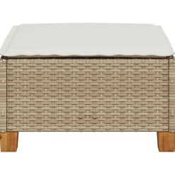 vidaXL Tuinkruk met kussen 63,5x56x32 cm poly rattan beige