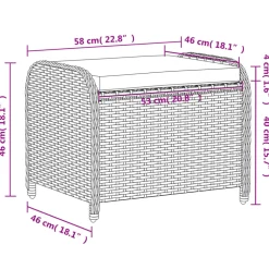 vidaXL Tuinkruk met kussen 58x46x46 cm poly rattan bruin