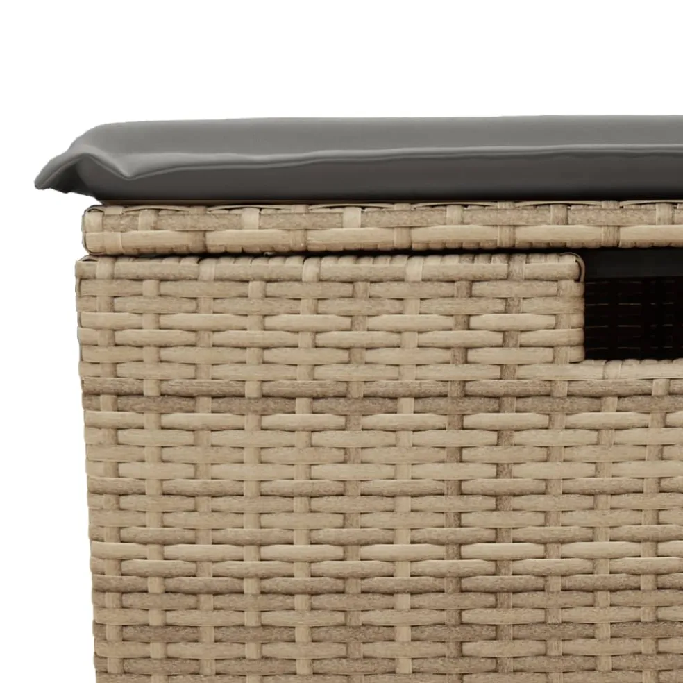 vidaXL Tuinkruk met kussen 55x55x37 cm poly rattan beige